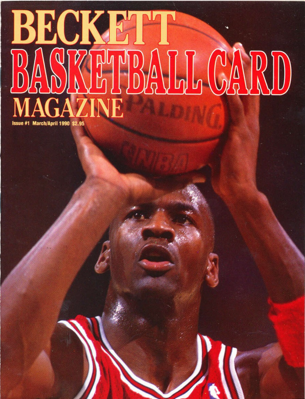 Beckett Basketball Card Magazine Issue #1, March/April 1990 — Michael Jordan on the cover lining up a free throw.